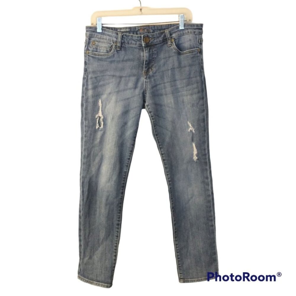 Women's Kut From The Kloth Boyfriend Slim Distressed Blue Jeans Size 8